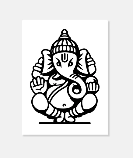 Wall ganesh ganesha elephant no4 (black)