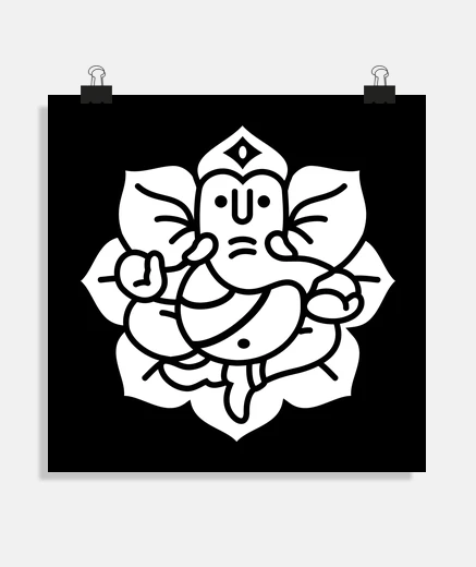 Poster ganesh ganesha élépontt no2 (blanc)