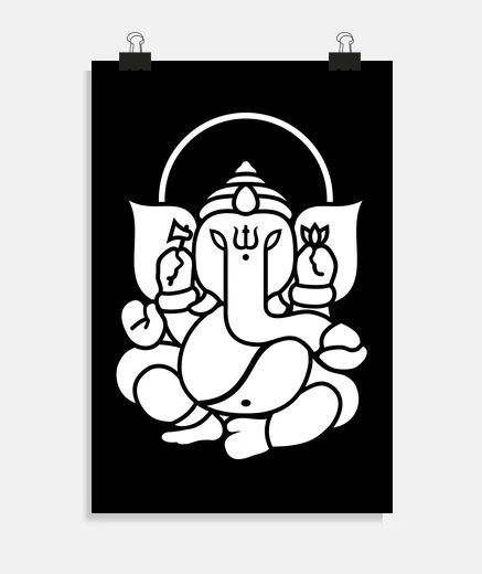 Poster ganesh ganesha élépontt no3 (blanc)