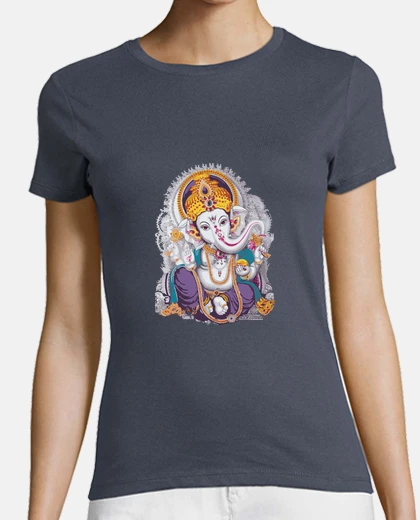 Playera Ganesh Mujer, manga corta, gris oscuro, calidad premium