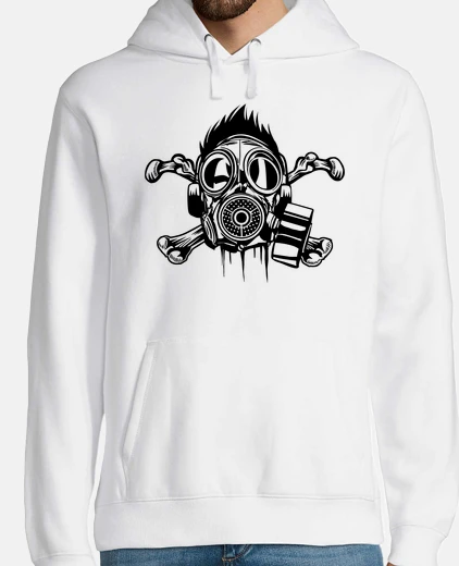 Hoodie gas mask and bones