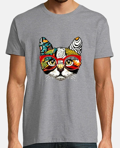 Camiseta Gatito con gafas rojas