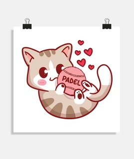gatito con pelota de padel