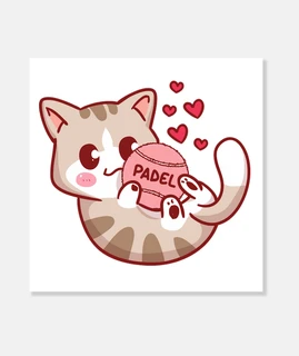gatito con pelota de padel