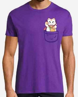 Camiseta gato afortunado del bolsillo camisa. laTostadora