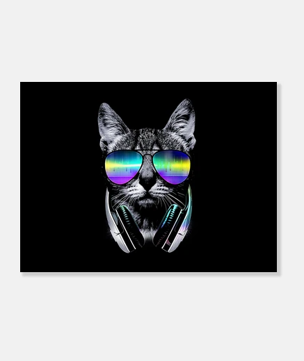 Lienzo gato amante de la música