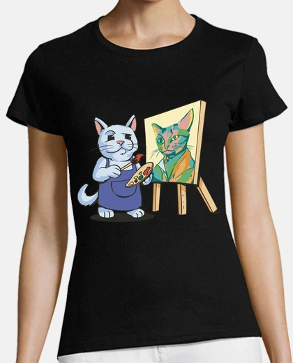 Playera gato artista pintor autorretrato disfraz artes plásticas