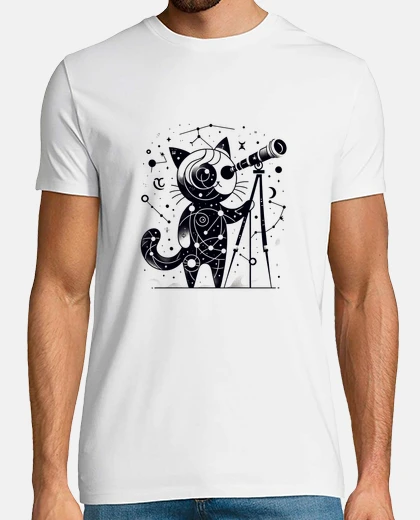 Camiseta Gato astrónomo explorando el cosmos