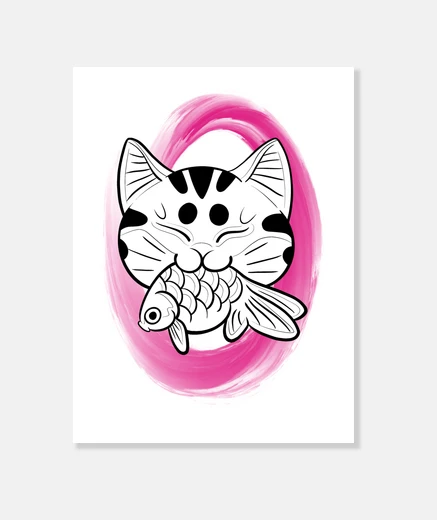 Lienzo gato carpa kawaii