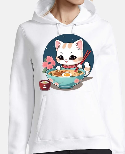 Sudadera gato comiendo ramen - idea de regalo an