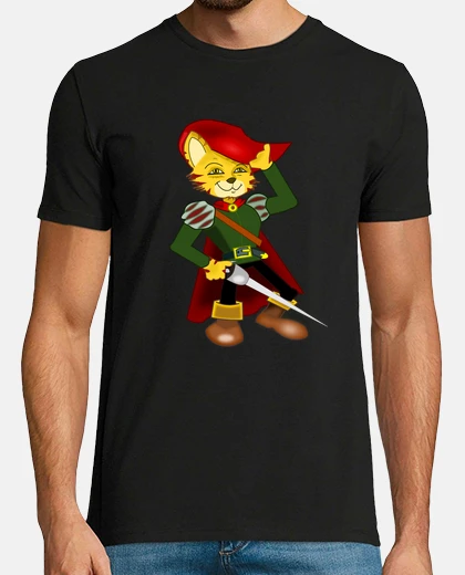 Playera Gato con Botas, manga corta, negra, calidad extra