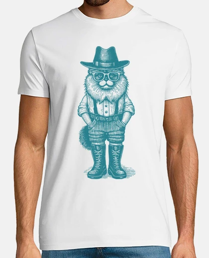 Playera GATO CON BOTAS SOMBRERO Y GAFAS
