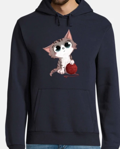 Sudadera gato con ovillo de lana