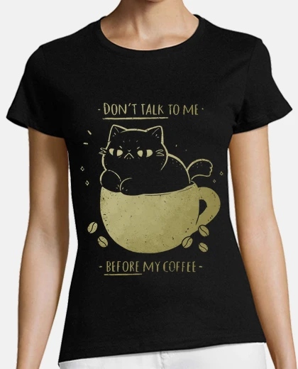 Camiseta gato gruñón antes de tomar café
