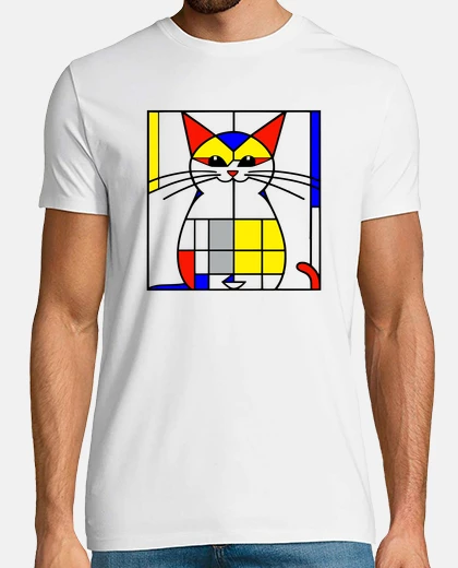 Camiseta gato mondrian