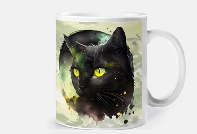 Taza Gato negro luna verde