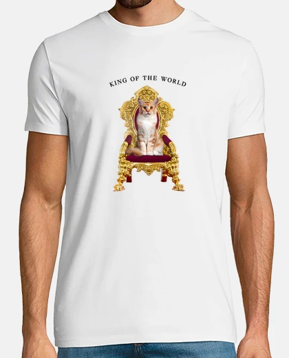 Playera gato rey del mundo en su trono, gracioso, gatos divertidos