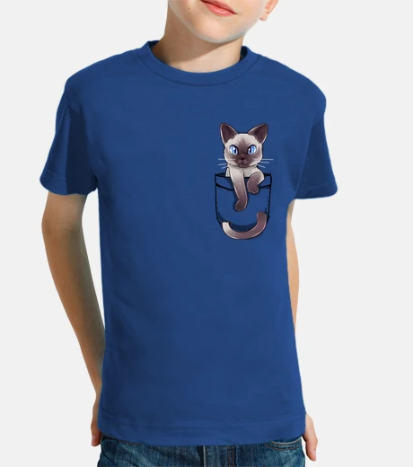 Ropa gato siamés lindo del bolsillo - camisa de los niños