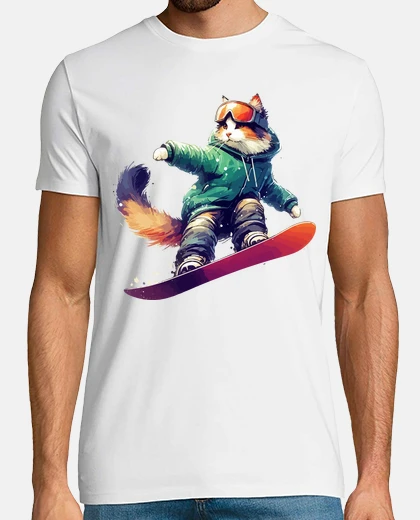 Camiseta Gato tricolor snowboarder deportes de i