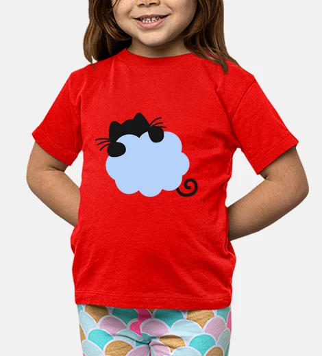 Ropa Gato volando en nube azul
