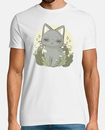 Camiseta gato y flores