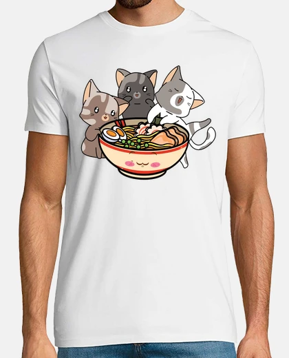 Camiseta gato y ramen gatos comiendo ramen