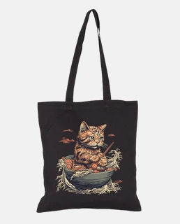 gato come fideos ramen ola de kanagawa