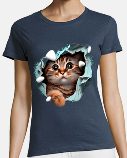 Camiseta Gato Rasga Tela Rasgado Gatito Humor Animales Graciosa