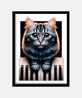 Gato Toca El Piano Gatito Música Pianis