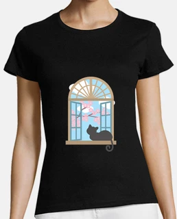 Gato ventana cerezo