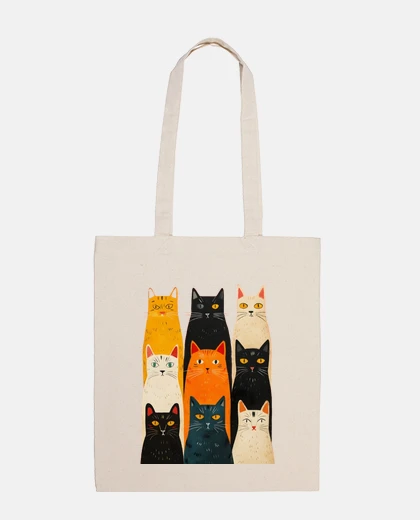 Bolsa gatos artistas en rojo y negro, bolso familiar para estudiantes, diario, bolso para lector electróni