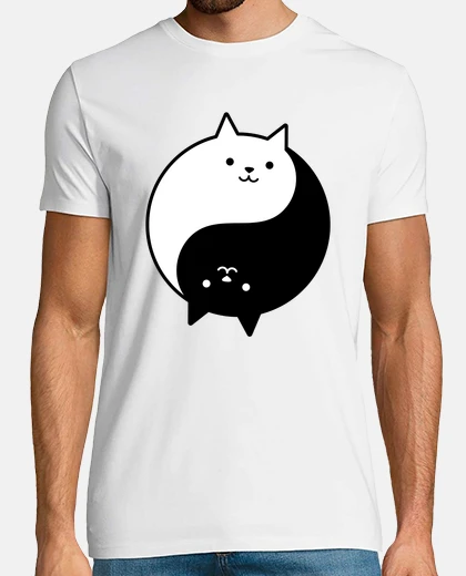T-shirt gatti bianchi neri yin yang yoga zen ga