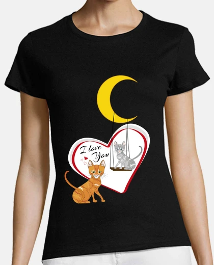 Tee-shirt gatti innamorati avec la lune