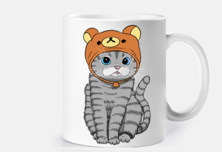 Tazza gattino con cappellino di peluche