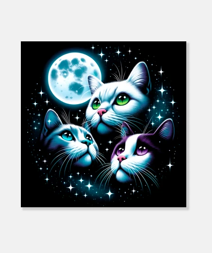 Stampa gatto alla luce dlei luna una gatto gat
