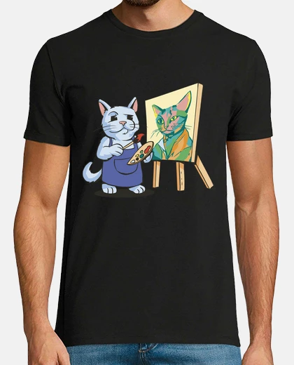 T-shirt gatto artista pittore autoritratto travestimento arti plastiche