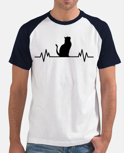 T-shirt gatto battito cardiaco motivo divertent