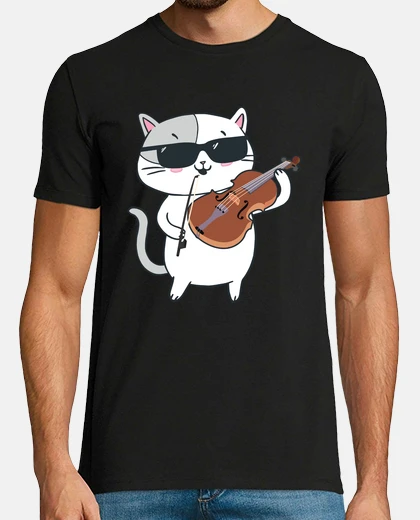 T-shirt gatto che indossa occhiali da sole e gi