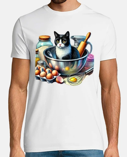 T-shirt gatto che prepara frittelle umorismo cucina pasticceria