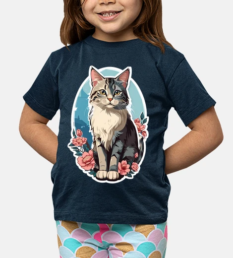 Abbigliamento gatto colorato, stile anime, carino, kawaii, colori pastello, t-shirt leggera