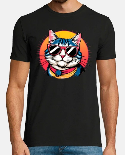 T-shirt gatto con occhiali in stile urbano - di ip