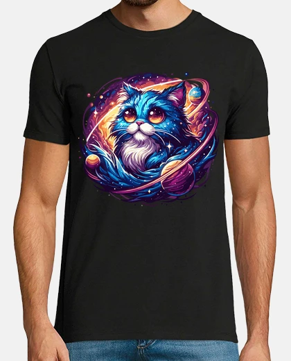 T-shirt gatto cosmico colorato kawaii tra le st