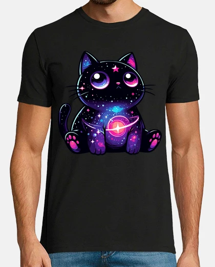 T-shirt gatto cosmico kawaii tra le stelle
