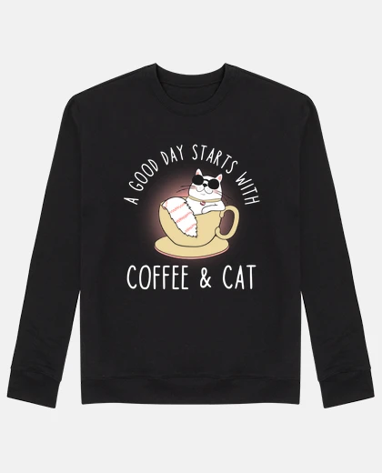 Felpa gatto del caffè che dice
