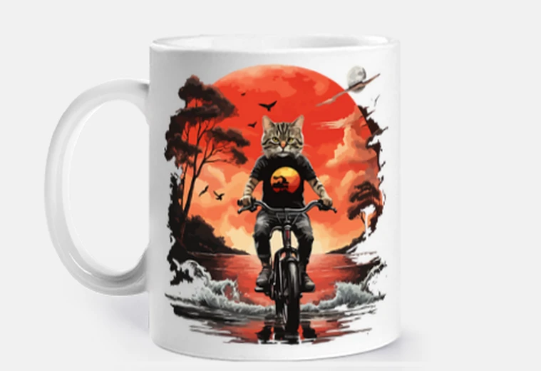Tazza gatto in bicicletta tramonto tazza per personalizzare caffè tè cornetti infuso tisane latte