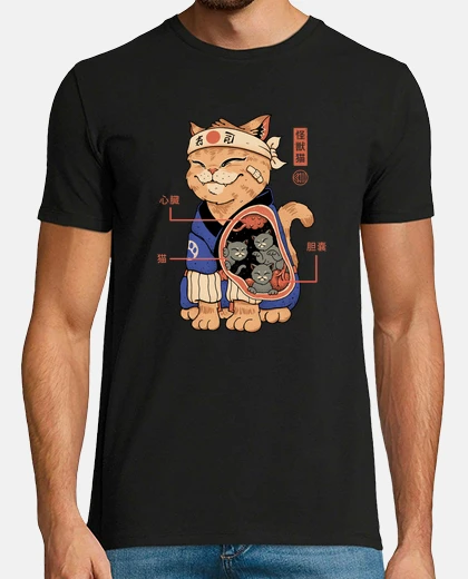 T-shirt gatto kaiju a raggi x