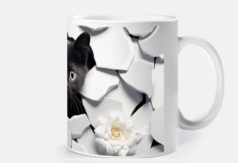 Tazza gatto nero 3d tazza caffè tè croissant al cacao infusione tisana