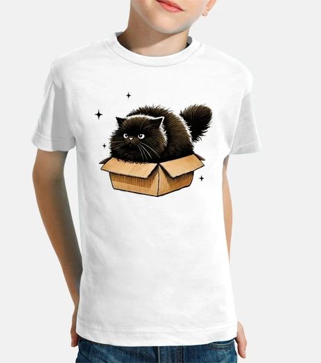 Abbigliamento gatto nero in una boite di cartone