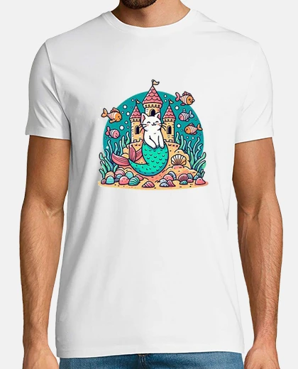 T-shirt gatto queen sirena