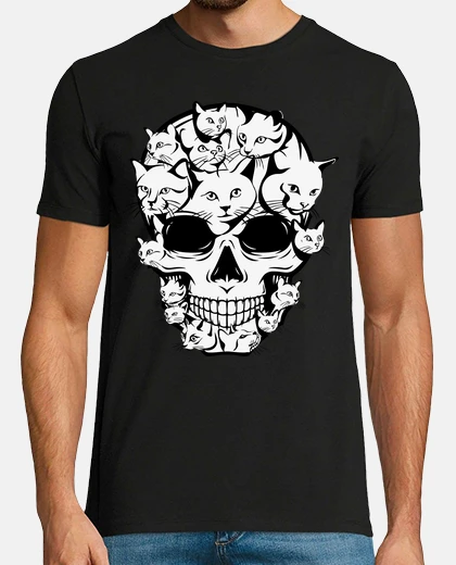 T-shirt gatto teschio di halloween